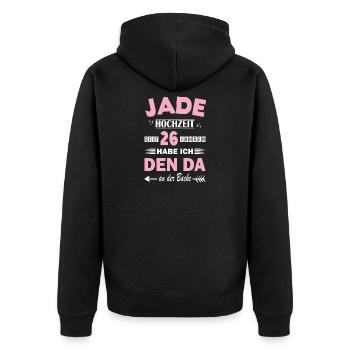 Mariage de Jade 26e anniversaire de mariage Épouse - Veste à capuche bio Premium Unisexe - noir - Dos - Nico (187cm)
