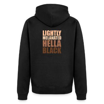 Hella Black légèrement mélané - Veste à capuche bio Premium Unisexe - noir - Dos - Nico (187cm)