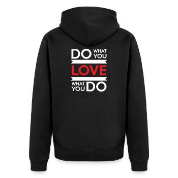 Do What You Love, Love What You Do - Unisex Premium Organic Zip Hoodie - black - Back - Nico (187cm)