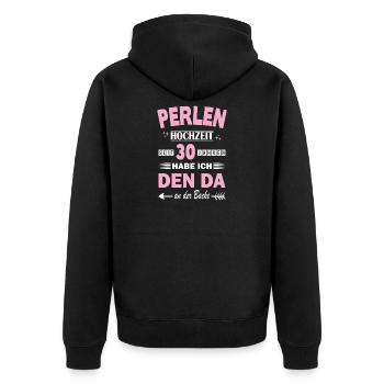 Épouse du mariage Pearl Wedding 30 - Veste à capuche bio Premium Unisexe - noir - Dos - Nico (187cm)