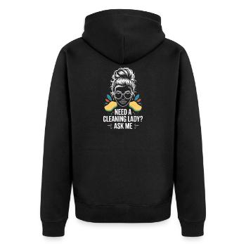 Reinigungskraft Spruch Lustiges Putzfrau Geschenk  - Unisex Premium Bio Zip Hoodie - Schwarz - Hinten - Nico (187cm)
