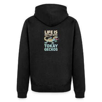Life Is Better with Tokay Geckos - Unisex Premium Organic Zip Hoodie - black - Back - Nico (187cm)