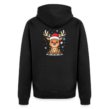 Renne de Noël Kawaii avec des lumières lumineuses - Veste à capuche bio Premium Unisexe - noir - Dos - Nico (187cm)
