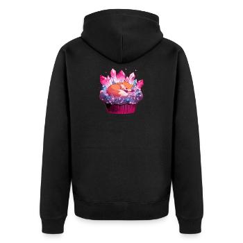 Kuschelfuchs in Kristallcupcake - Unisex Premium Bio Zip Hoodie - Schwarz - Hinten - Nico (187cm)