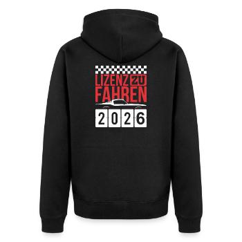 Driving License 2026 Driving Test Driving License Test - Unisex Premium Organic Zip Hoodie - black - Back - Nico (187cm)