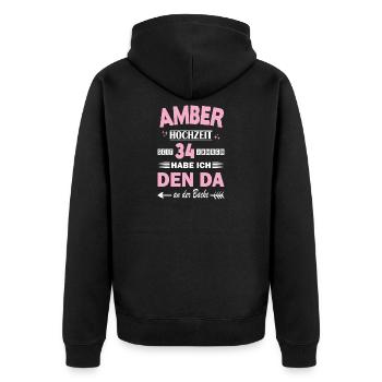 34 ans Anniversaire de couple Anniversaire de mariage - Veste à capuche bio Premium Unisexe - noir - Dos - Nico (187cm)