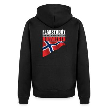 Flakstadøy - Unisex Premium Bio Zip Hoodie - Schwarz - Hinten - Nico (187cm)