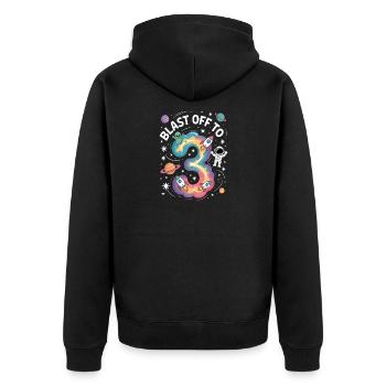 Departure into space 3rd birthday children's birthday party - Unisex Premium Organic Zip Hoodie - black - Back - Nico (187cm)