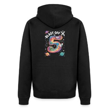 Départ dans l’espace, fête d’anniversaire des enfants pour 5 ans - Veste à capuche bio Premium Unisexe - noir - Dos - Nico (187cm)