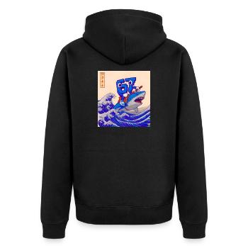 67 Six Seven 67 Brainrot - Unisex Premium Bio Zip Hoodie - Schwarz - Hinten - Nico (187cm)