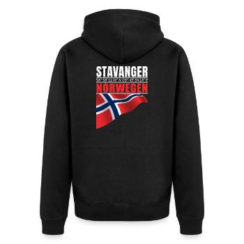 Stavanger - Unisex Premium Organic Zip Hoodie - black - Back - Nico (187cm)