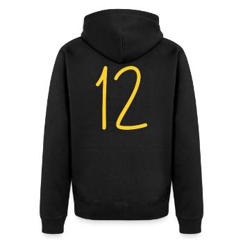 12 - Unisex Premium Bio Zip Hoodie - Schwarz - Hinten - Nico (187cm)