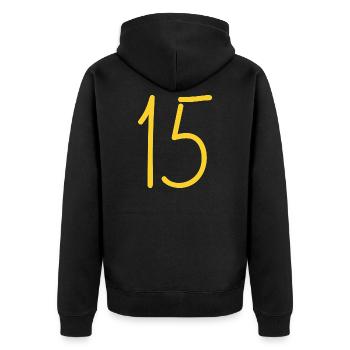 15 - Unisex Premium Bio Zip Hoodie - Schwarz - Hinten - Nico (187cm)