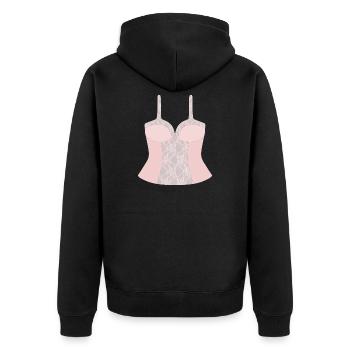 Lace Pink Corset Bodice - Unisex Premium Organic Zip Hoodie - black - Back - Nico (187cm)