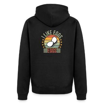 J’aime les œufs, t-shirt, petit-déjeuner brouillé pour foodie. - Veste à capuche bio Premium Unisexe - noir - Dos - Nico (187cm)