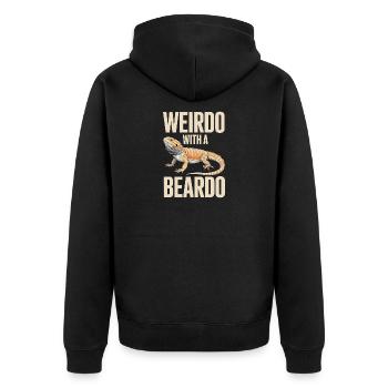Weirdo with a Beardo Gecko - Unisex Premium Organic Zip Hoodie - black - Back - Nico (187cm)