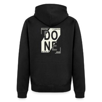 Done 2026 – Training completed design - Unisex Premium Organic Zip Hoodie - black - Back - Nico (187cm)