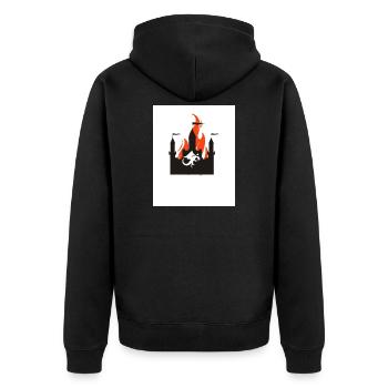 Burning Dragon Castle - Unisex Premium Organic Zip Hoodie - black - Back - Nico (187cm)