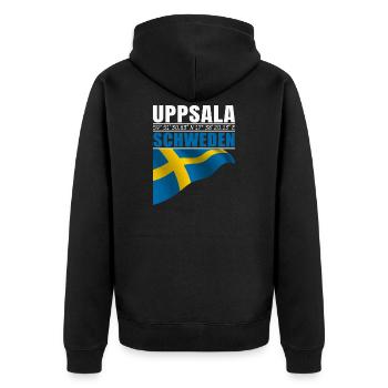 Uppsala - Unisex Premium Organic Zip Hoodie - black - Back - Nico (187cm)
