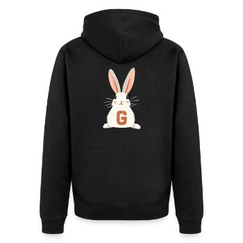 G Letter - Bunny - Personalizable - Unisex Premium Organic Zip Hoodie - black - Back - Nico (187cm)
