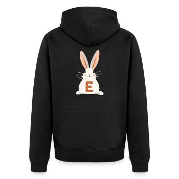 E Letter - Bunny - Personalizable - Unisex Premium Organic Zip Hoodie - black - Back - Nico (187cm)