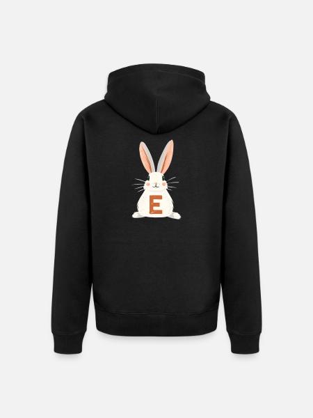 E Letter - Bunny - Personalizable - Unisex Premium Organic Zip Hoodie - black