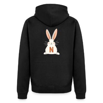 N - Lettre - Lapin - Personnalisable - Veste à capuche bio Premium Unisexe - noir - Dos - Nico (187cm)