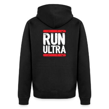 Run Ultra - Unisex Premium Organic Zip Hoodie - black - Back - Nico (187cm)