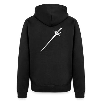 Alter Degen Schwert Grunge Vintage - Unisex Premium Bio Zip Hoodie - Schwarz - Hinten - Nico (187cm)