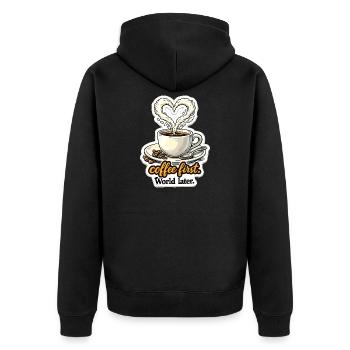 Coffee First Heart Design - Veste à capuche bio Premium Unisexe - noir - Dos - Nico (187cm)