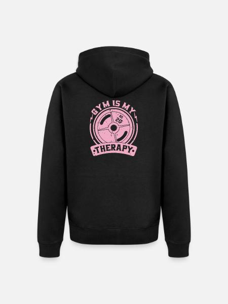 Gym is my therapy - Unisex Premium Organic Zip Hoodie - black