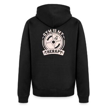 La salle de sport est ma thérapie – la plaque de poids - Veste à capuche bio Premium Unisexe - noir - Dos - Nico (187cm)