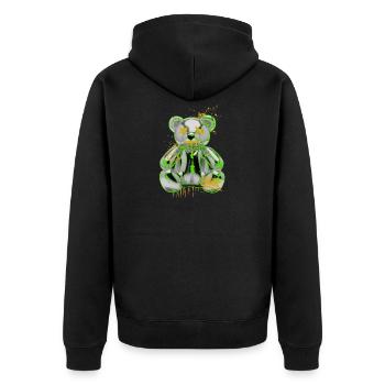 Graffiti Teddybär Rebellion Urban Art - Unisex Premium Bio Zip Hoodie - Schwarz - Hinten - Nico (187cm)