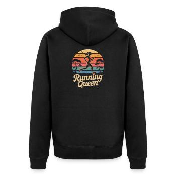  Running Queen Joggerin Läuferin Frauenlauf - Unisex Premium Bio Zip Hoodie - Schwarz - Hinten - Nico (187cm)