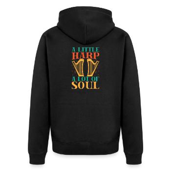 Funny Harmonica Player Little Harp Lot Of Soul - Unisex Premium Bio Zip Hoodie - Schwarz - Hinten - Nico (187cm)