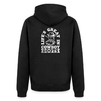 Rodeo Horse Riding Great Cowboy Boots Cowboy - Unisex Premium Bio Zip Hoodie - Schwarz - Hinten - Nico (187cm)