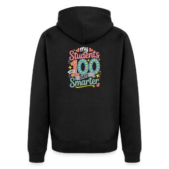 100 Tage Schlauer: Meine Schüler - Unisex Premium Bio Zip Hoodie - Schwarz - Hinten - Nico (187cm)