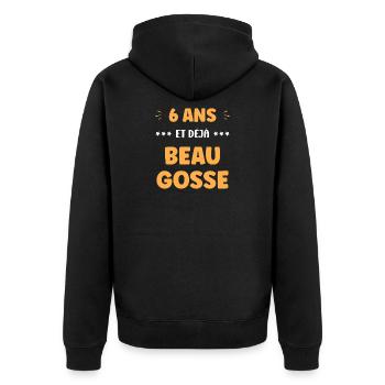Humour 6 ans - Veste à capuche bio Premium Unisexe - noir - Dos - Nico (187cm)