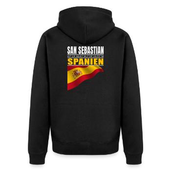 San Sebastian - Unisex Premium Organic Zip Hoodie - black - Back - Nico (187cm)