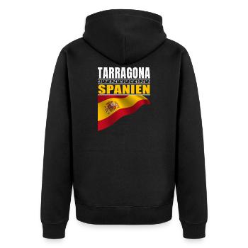 Tarragona - Unisex Premium Bio Zip Hoodie - Schwarz - Hinten - Nico (187cm)