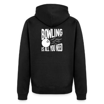 Bowling is all you need - Unisex Premium Organic Zip Hoodie - black - Back - Nico (187cm)