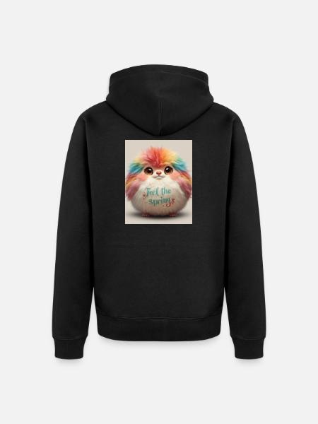 Feel the Spring Plush Critter - Unisex Premium Organic Zip Hoodie - black
