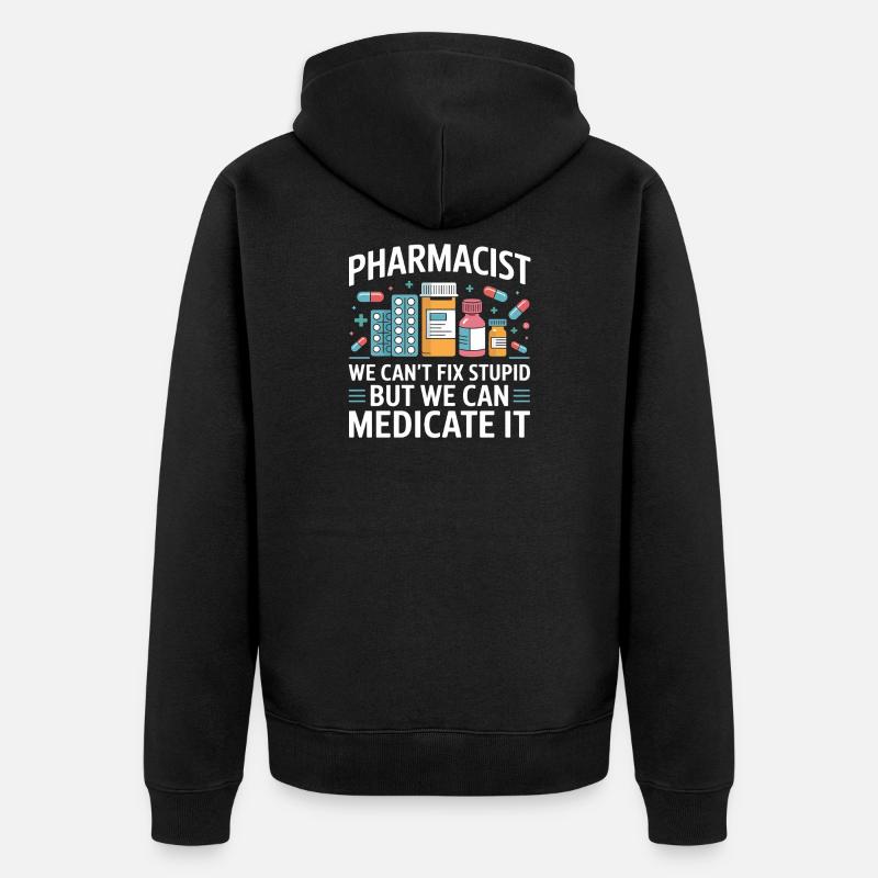 Apotheker Spruch: Medicate It - Unisex Premium Bio Zip Hoodie - Schwarz