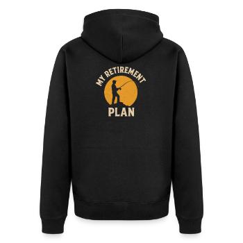 My Retirement Plan Angler Saying for Fishing Fans - Unisex Premium Organic Zip Hoodie - black - Back - Nico (187cm)