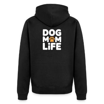 Dog Mom Life – Hundeliebe Spruch mit Pfote - Unisex Premium Bio Zip Hoodie - Schwarz - Hinten - Nico (187cm)