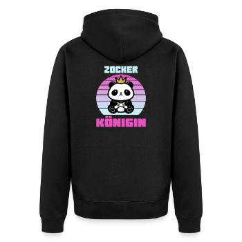 Zocker Königin gamerin - Unisex Premium Bio Zip Hoodie - Schwarz - Hinten - Nico (187cm)