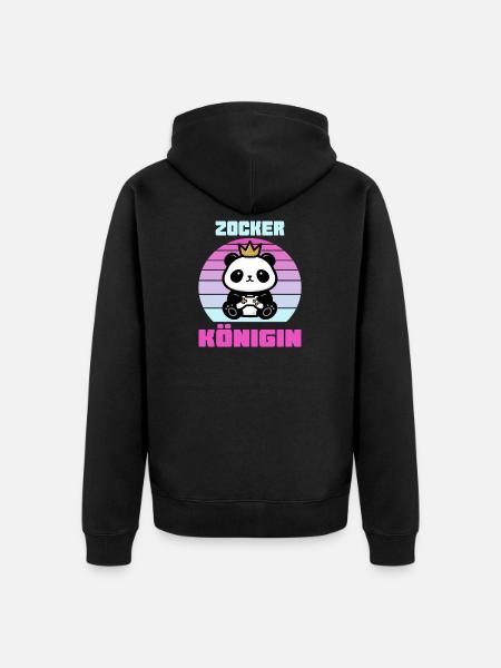 Zocker Königin gamerin - Unisex Premium Bio Zip Hoodie - Schwarz