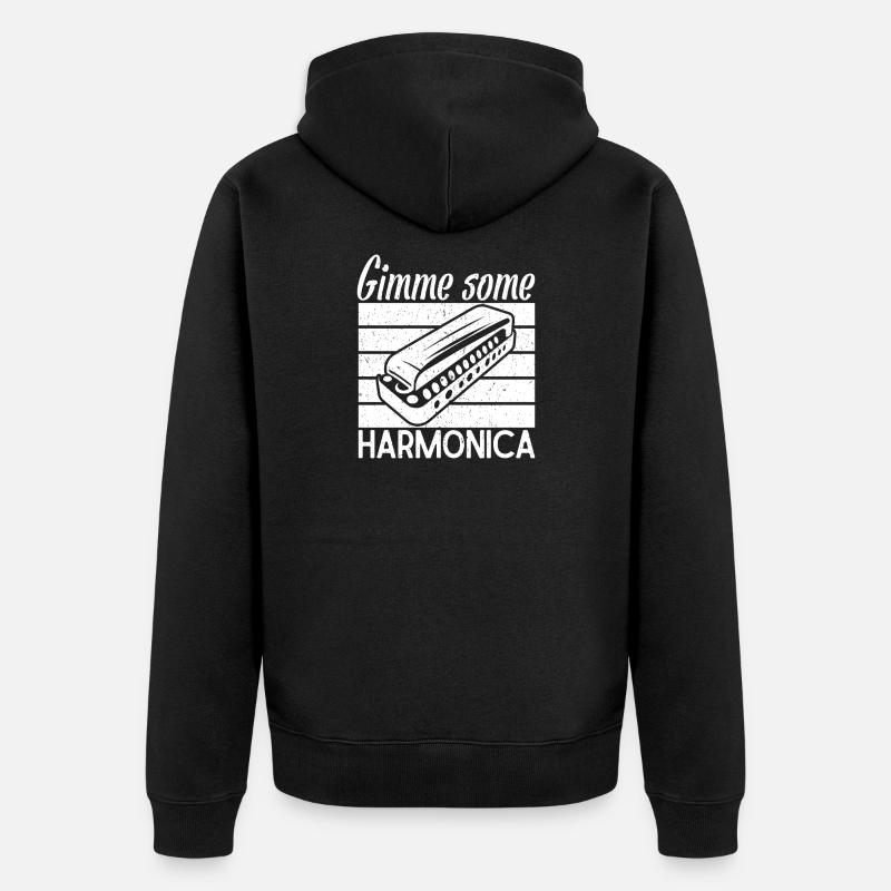 Harmonica Musican Gimme Some Harmonica - Unisex Premium Bio Zip Hoodie - Schwarz