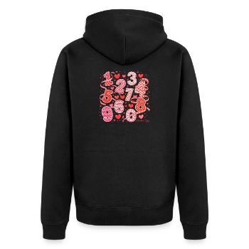 Number Day Hearts Art - Unisex Premium Organic Zip Hoodie - black - Back - Nico (187cm)