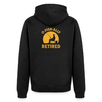 O-Fish-Ally Retired Angler Retired Pensioner - Unisex Premium Organic Zip Hoodie - black - Back - Nico (187cm)